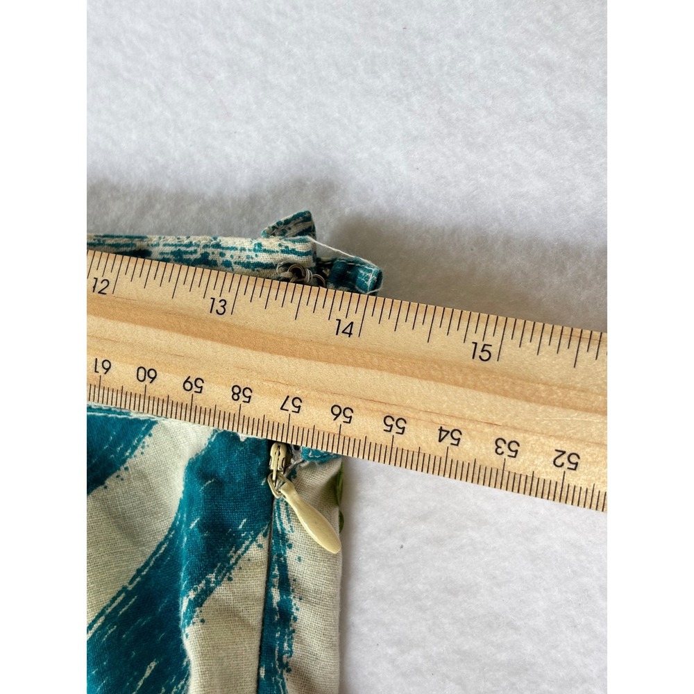 Persaman New York Novelty Print Sequin Cotton Midi Skirt White Teal Floral Sz 4 - Picture 5 of 6